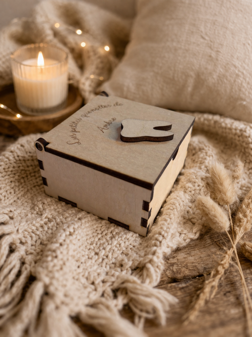 Boîte à dents de lait personnalisée en bois