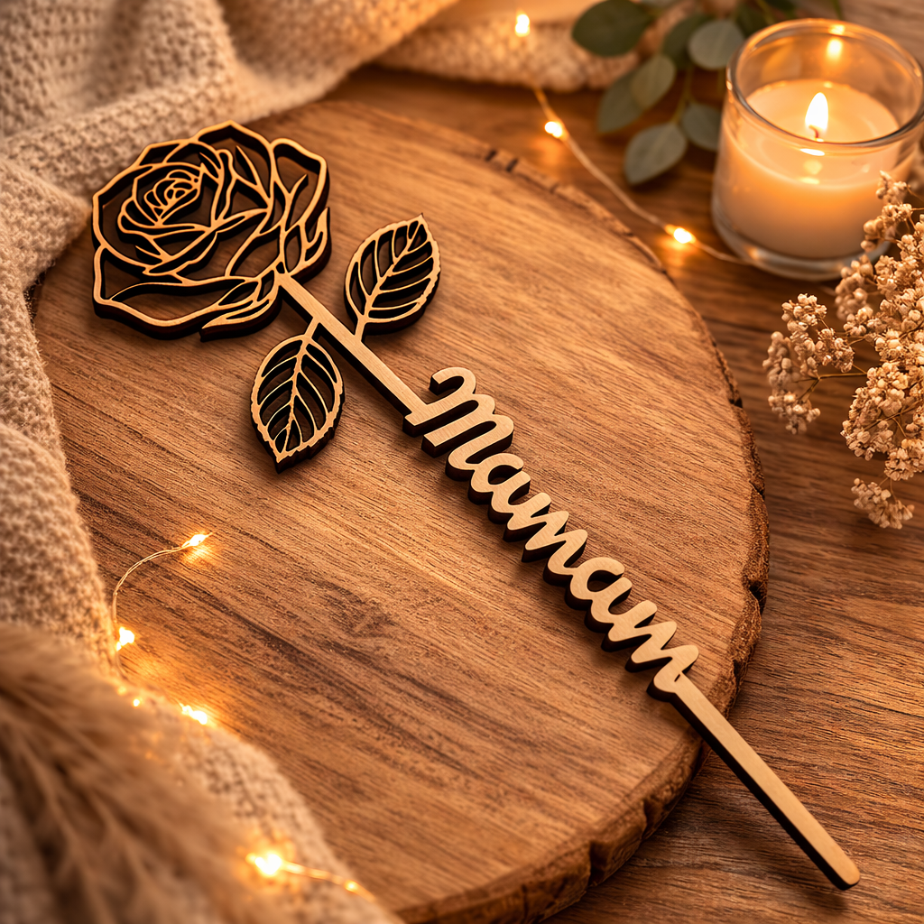 FLEUR en Bois "Maman"