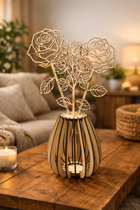 Kit DIY Vase en Bois + Fleurs