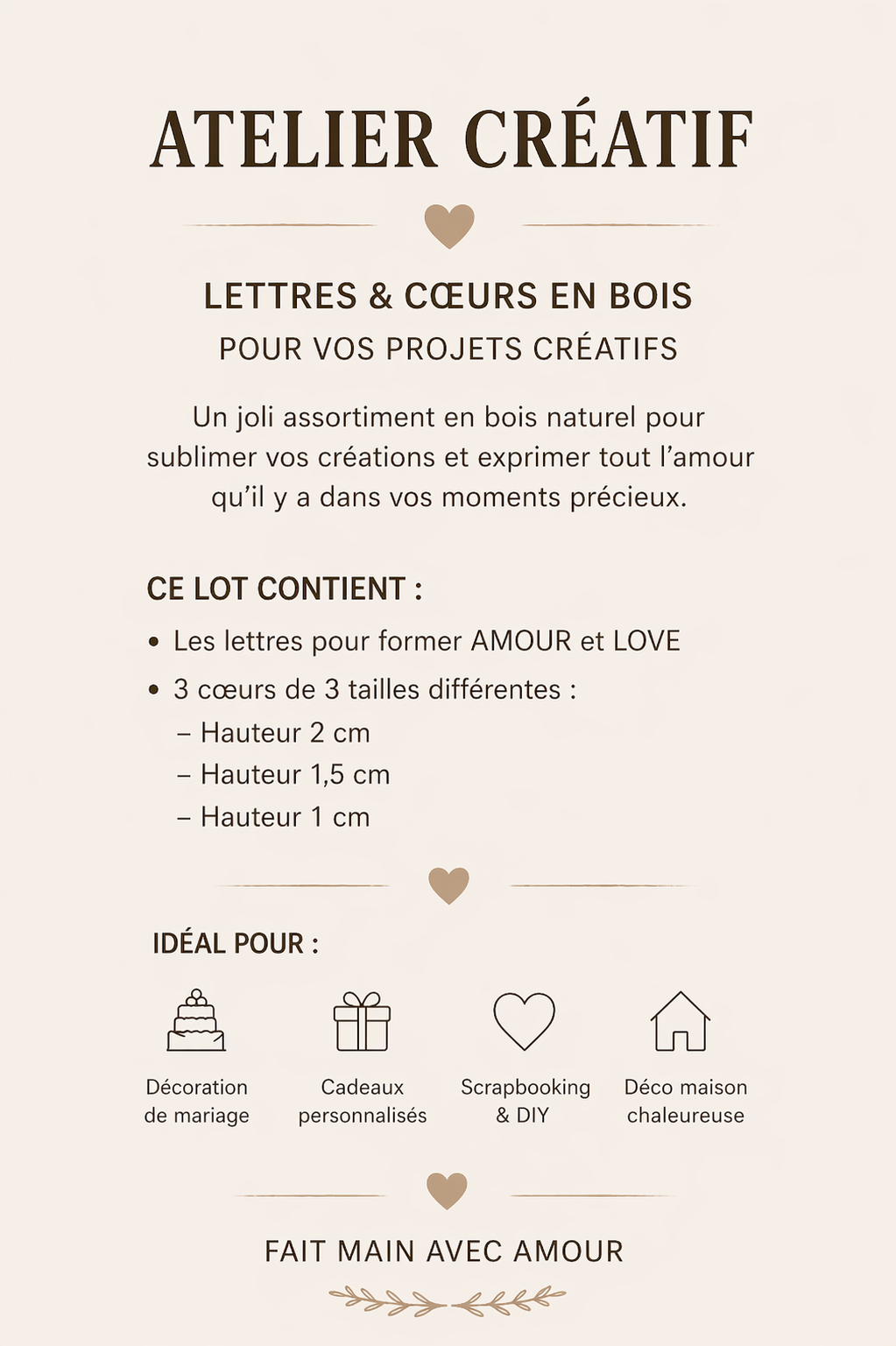 Lettres & Cœurs en Bois