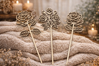 Lot de 3 Fleurs en Bois